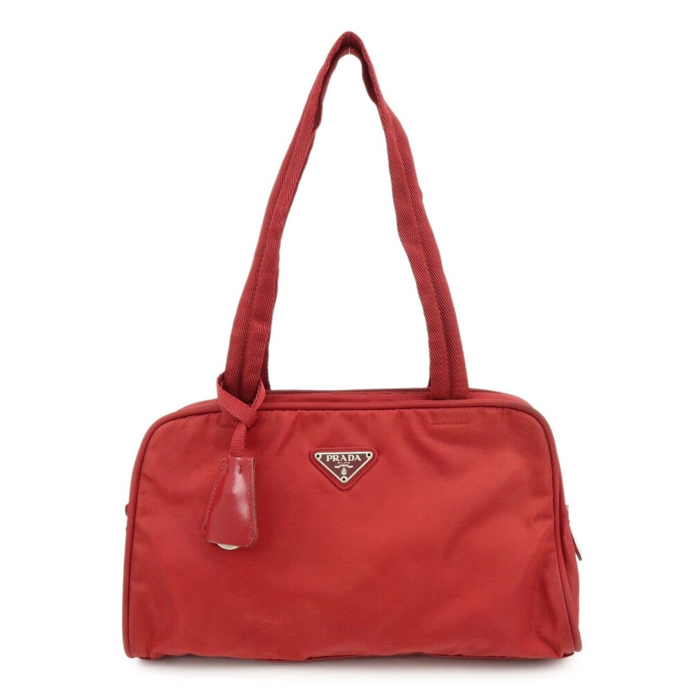 Prada Triangle Logo Nylon Shoulder Bag Red